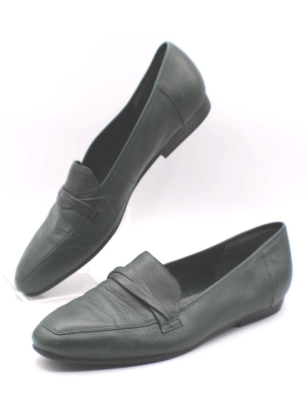 J.G. JG Hook Loafers Womens 8.5M Dark Green Leather Shoes Flats Slip On Comfort